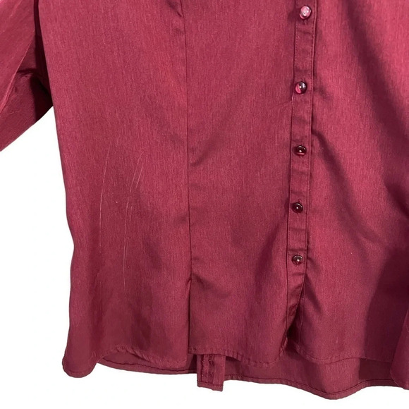 Cato Wine Red Button Up Shirt 18W 20W Collared Blouse Stretch Career Office Work - Picture 5 of 9